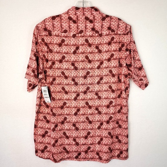 Club‎ Room Pineapple Print Button Up Short Sleeve Shirt Tropical Red Mens Size S - Picture 2 of 7